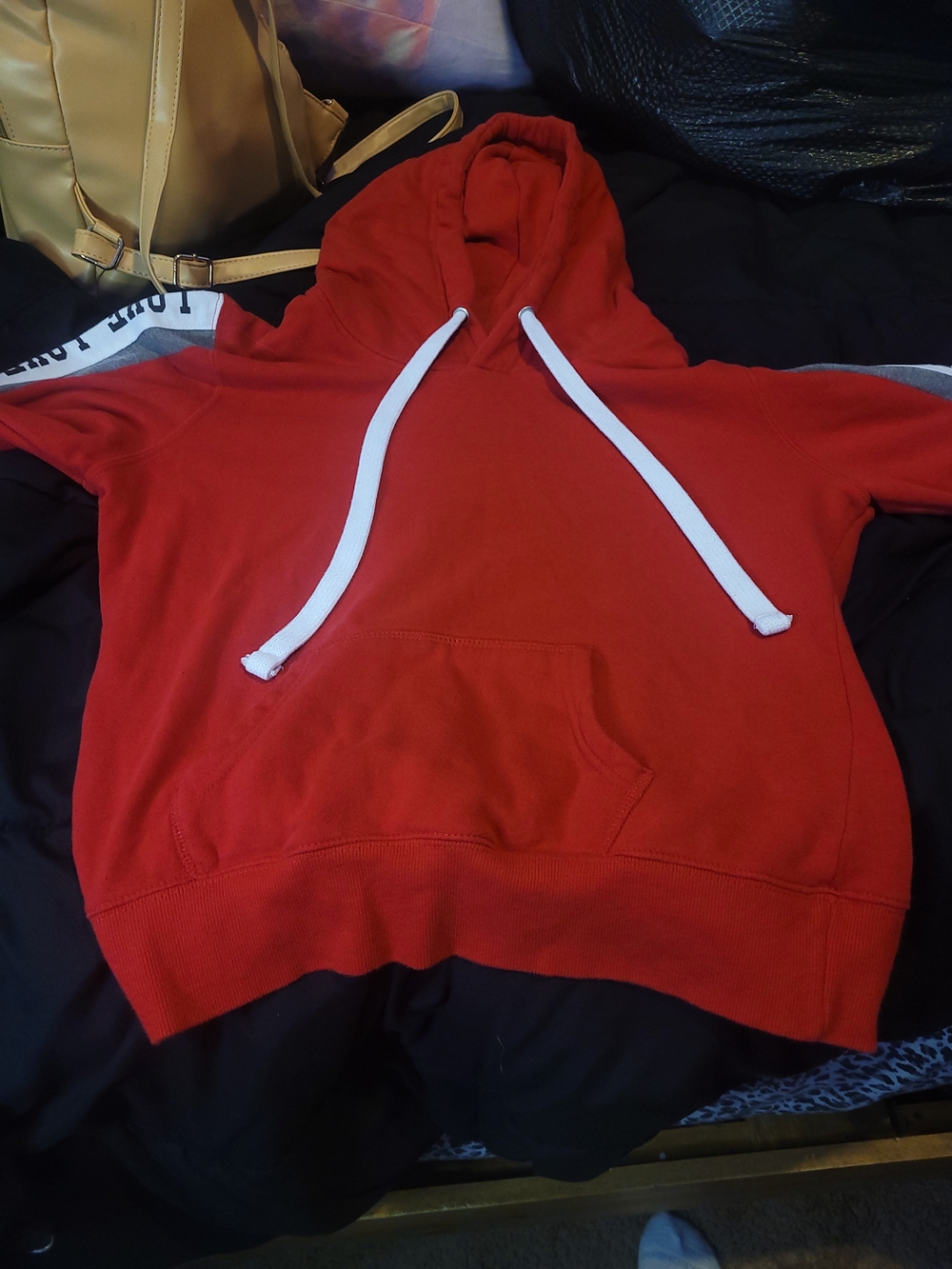 Reflex Red Hoodie with White Drawstrings